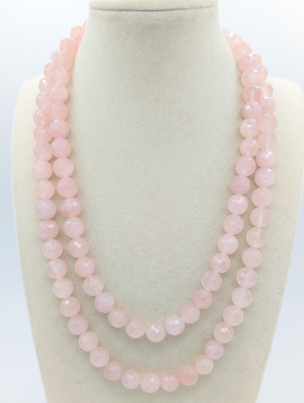 14k Faceted Rose Quartz Necklace 40"